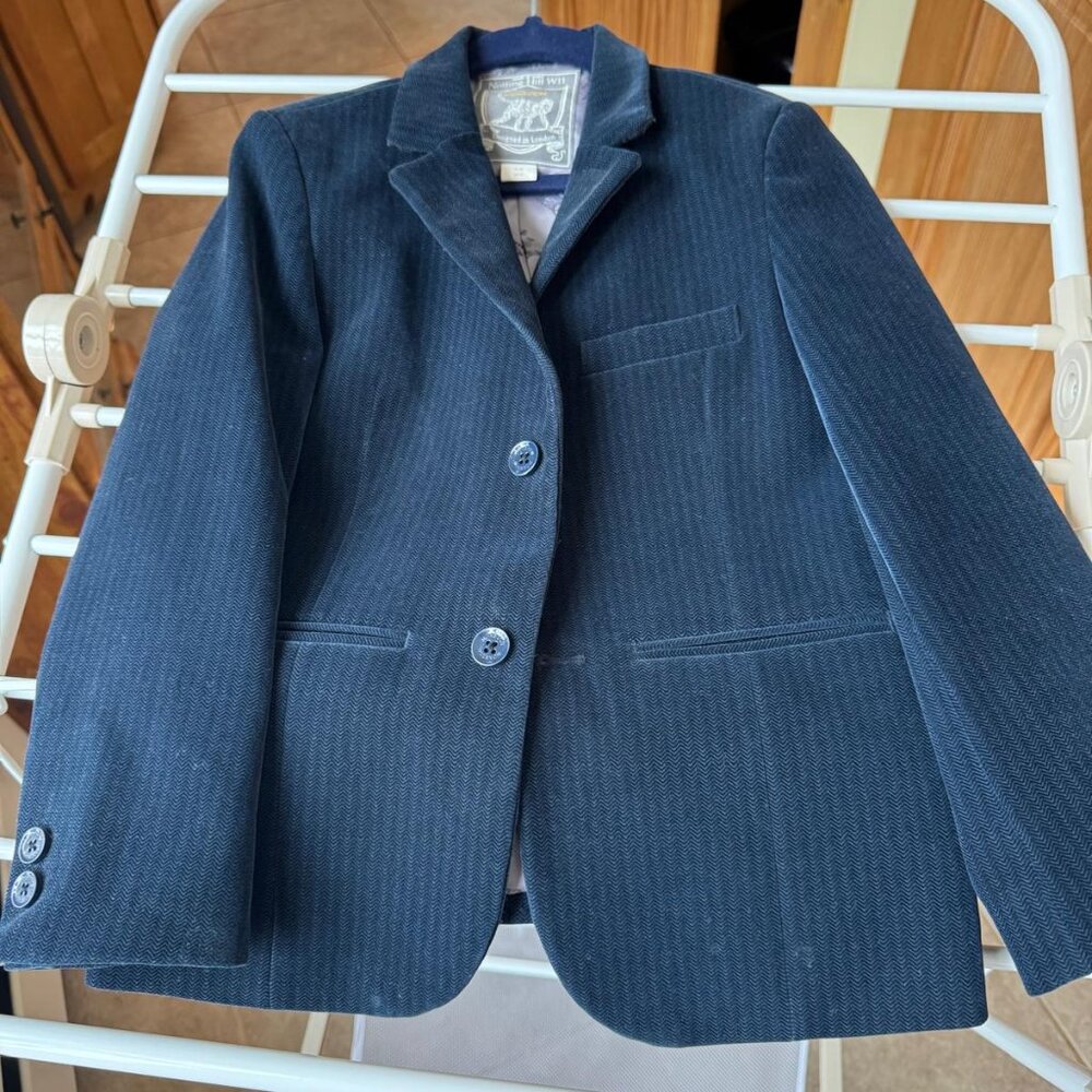 Boys Textured Navy Blue Velvet Jacket Age 7/8 years